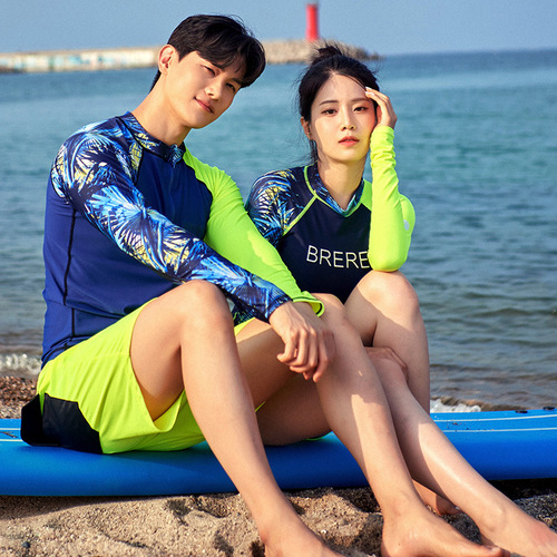 Men's and Women's Long-Sleeve Split-Style Sun-Protective Snorkeling Swimsuits – Couples' Set, Quick-Drying Surf & Jellyfish Suit – Direct Factory Sales