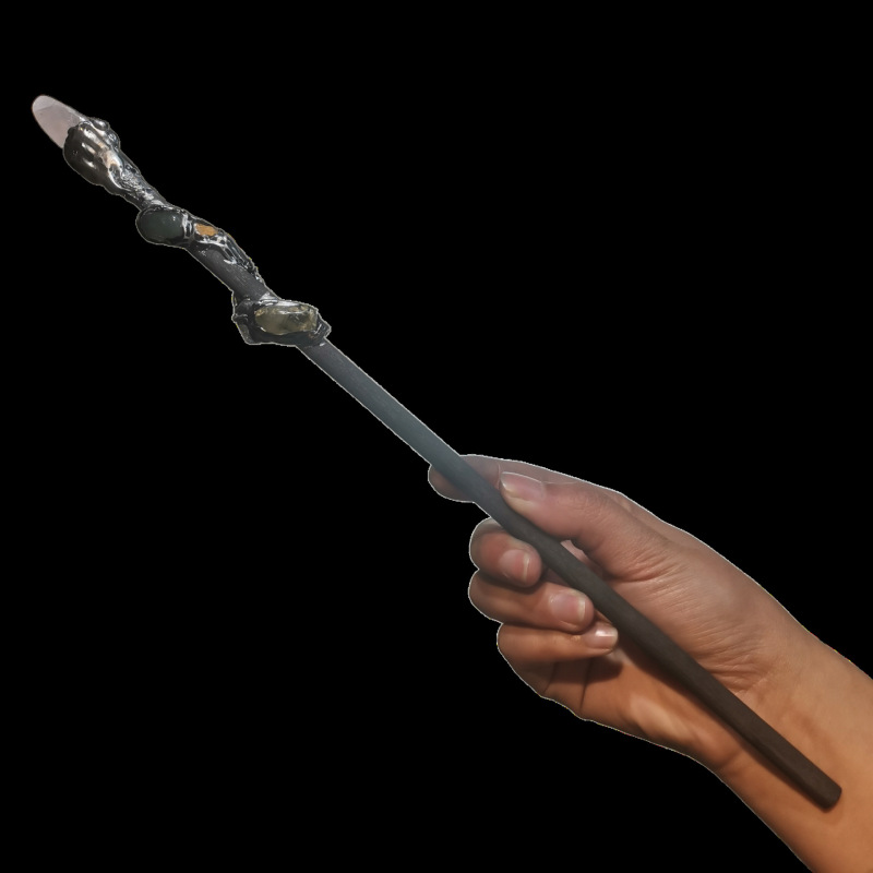 FHSJP 威卡水晶魔法棒工艺品仪式道具涟漪金漆权杖  魔法杖 图 8