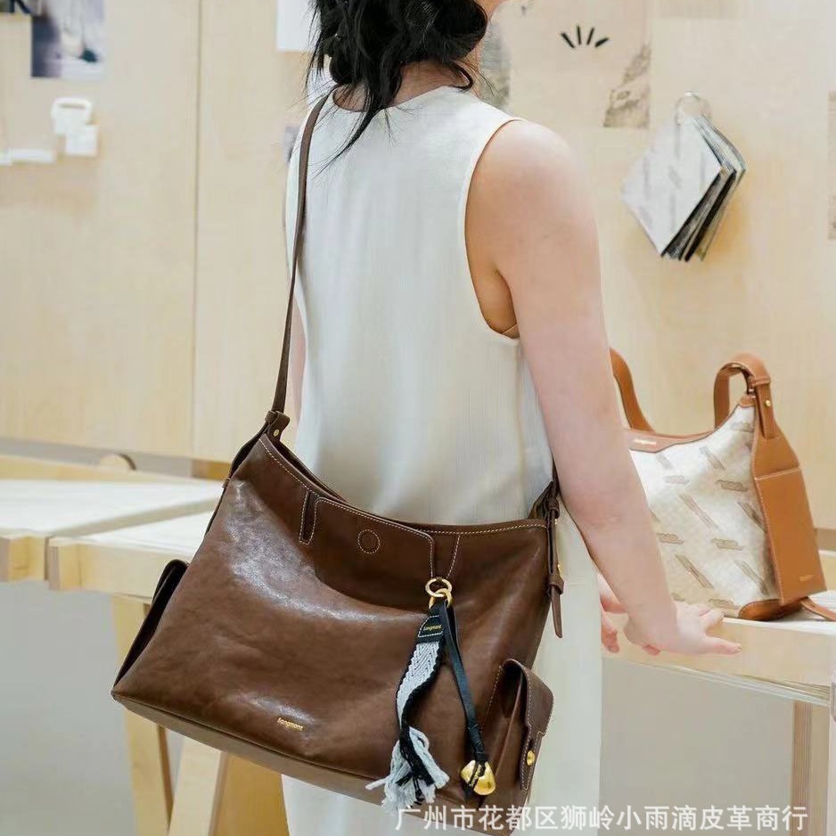 YAMASU 노래 추적 시리즈 야채 태닝 COWHIDE UNDERARM BAG 가죽 가방 단일 어깨 크로스 바디 휴대용 호보 가방 여성용