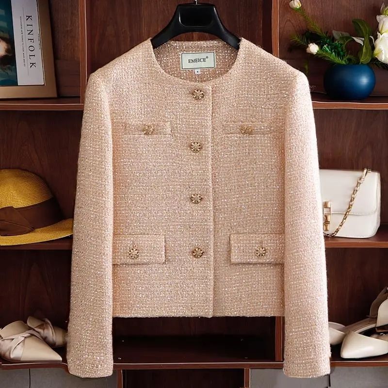 Chanel-Style Jacket for Women, Spring and Autumn 2026 New Model, High-End Elegant Socialite Short Slim-Fit Casual Tweed Coat
