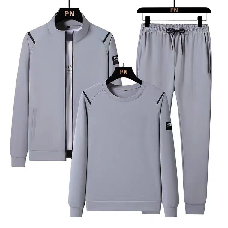 Conjunto de Tres Piezas de Ropa Deportiva de Marca Moderna para Hombre, Sudadera Informal de Cuello Redondo y Pantalones de Chándal para Primavera y Otoño 2025