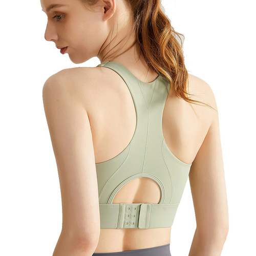 2024 cross-border high-intensity shock-proof bra nude sports bra women's running fitness yoga wear one cup large size