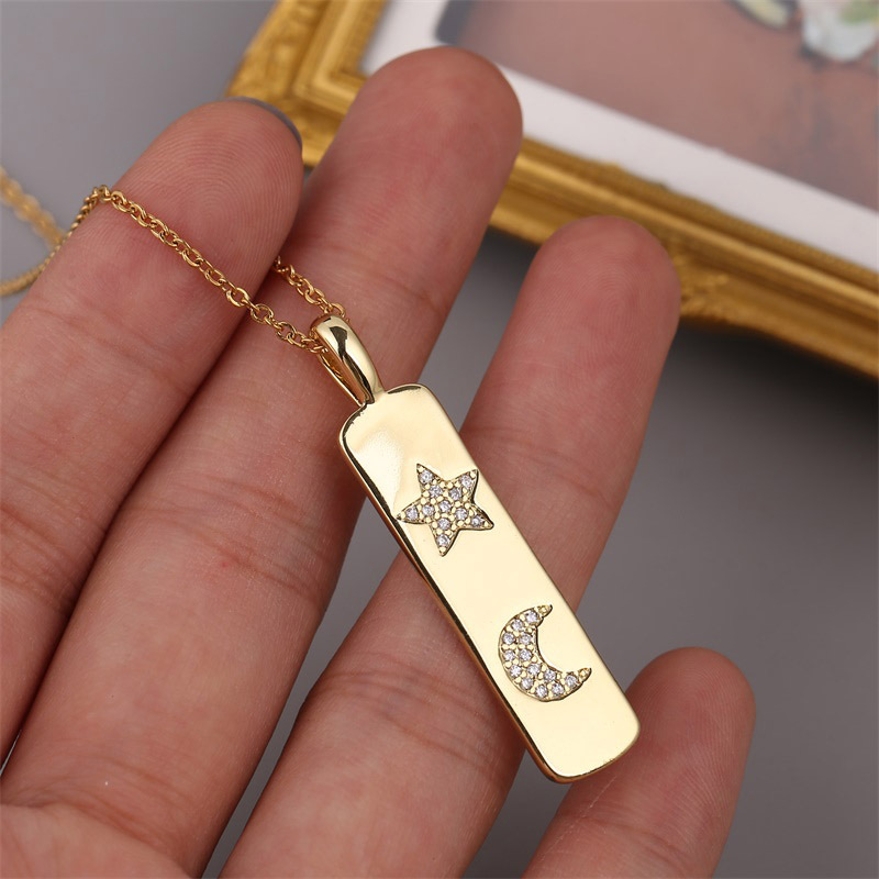 Collier De Lune Étoile Zirconium Incrusté De Cuivre Simple En Gros Nihaojewelry display picture 6