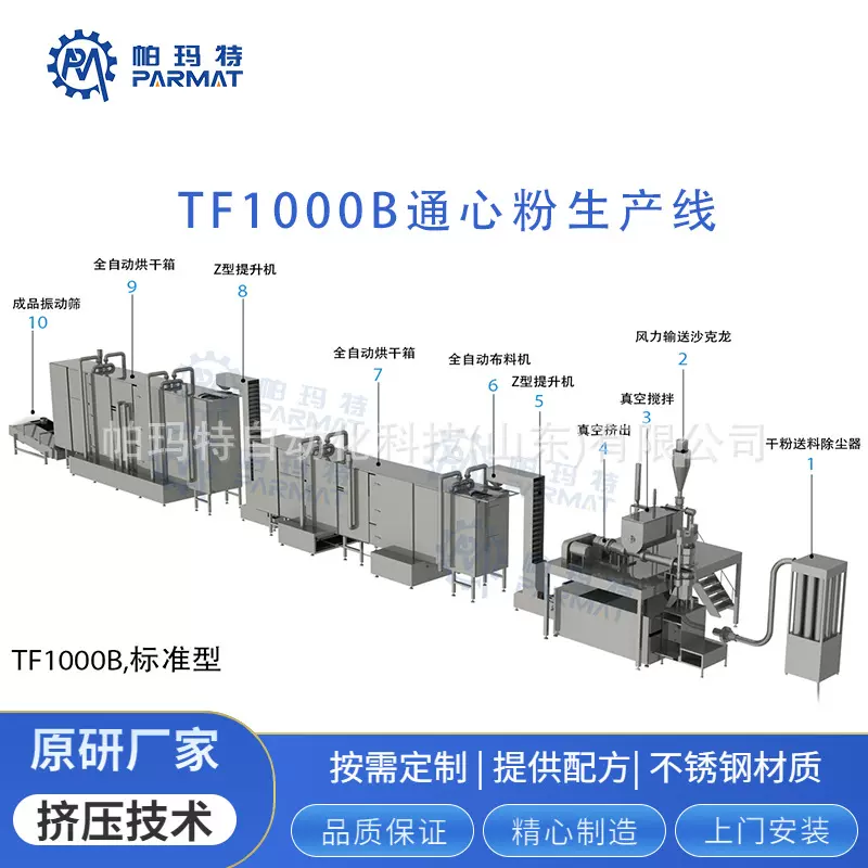 休闲食品挤压通心粉生产线谷物薯类通心粉意大利面加工机械生产线
