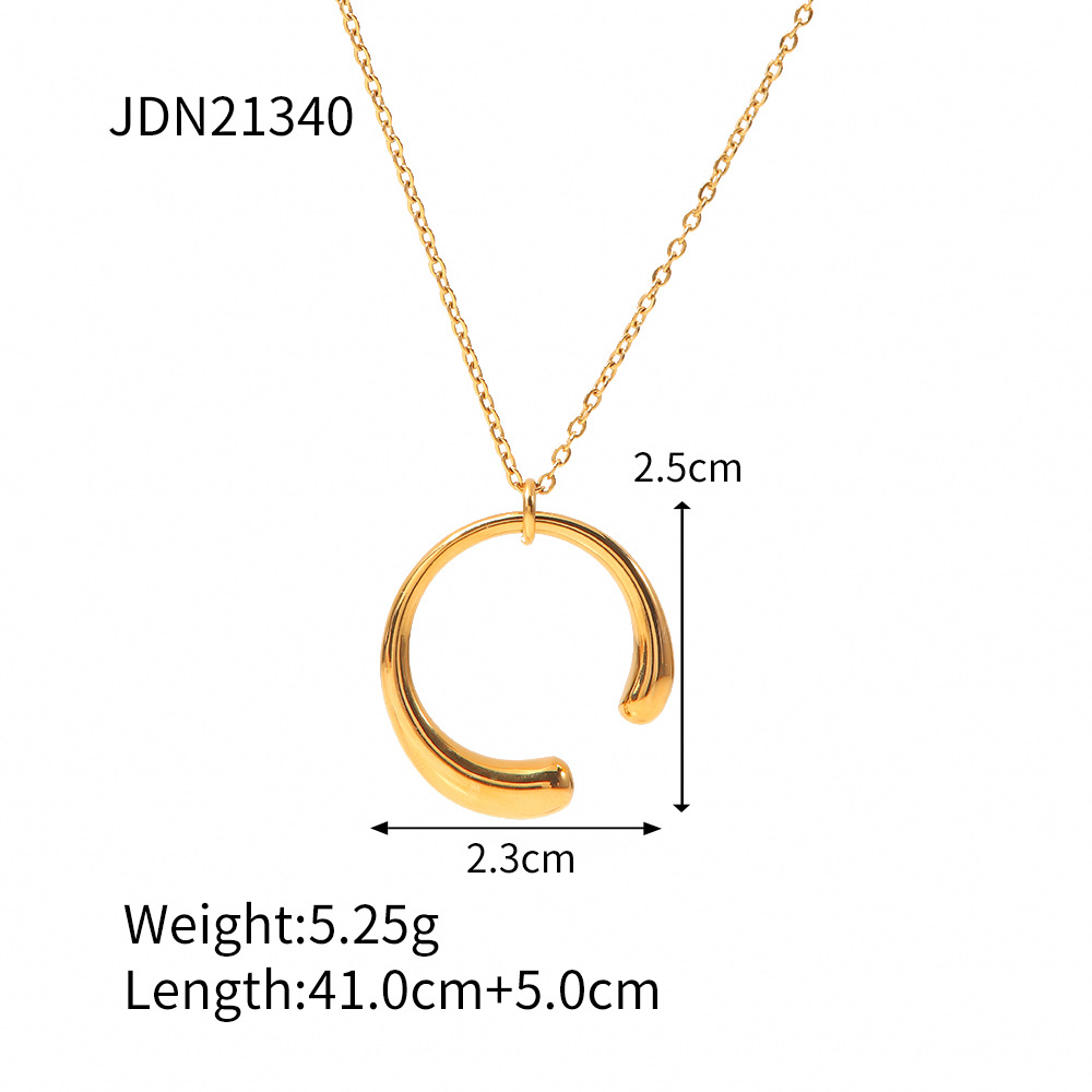 Fashion Moon Stainless Steel Plating Artificial Diamond Pendant Necklace
