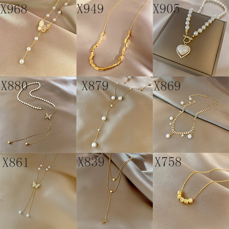 cable chain Chain Type 1 Piece Quantity Fashion Flower Butterfly Titanium Steel Copper Pearl Plating Inlay Rhinestones Pendant Necklace 1 Piece