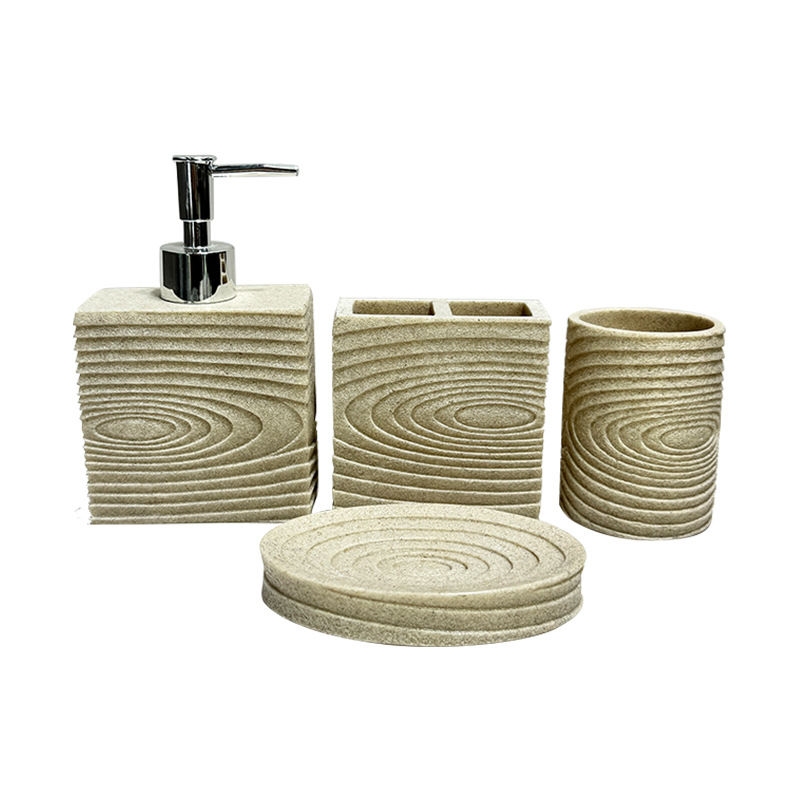 Baño de hotel de cuatro piezas de baño de resina de piedra arenisca conjunto de baño doméstico decoración de baño boca de taza de cocina
