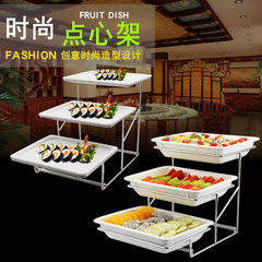 Hotel creative three-layer dim sum rack multi-layer tray cake rack imitation ceramic fruit tray table buffet display rack