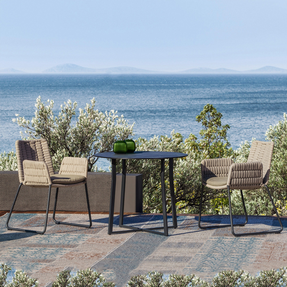 戶外繩編桌椅庭院酒店室外藤椅酒吧西餐廳別墅陽台設計師休閒椅子