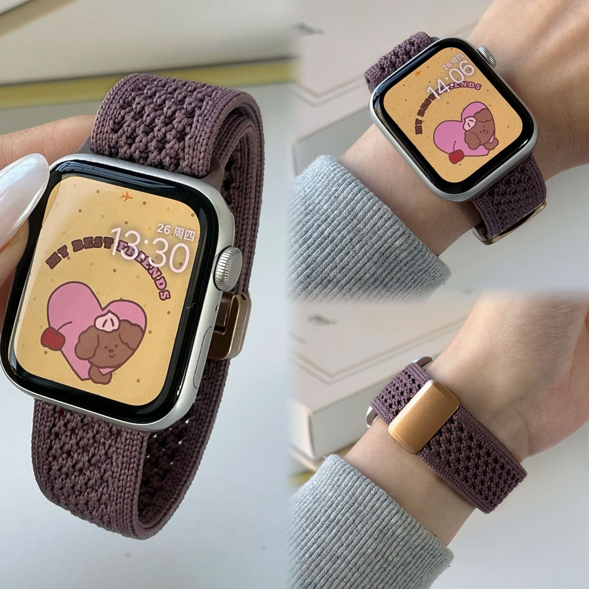 35g Weight Apple Smart Watch Magnetic Strap Classification Nylon Material Solid Color Pattern Fashion style Style Fashion Style Solid Color Apple Smart Watch Magnetic Strap 41