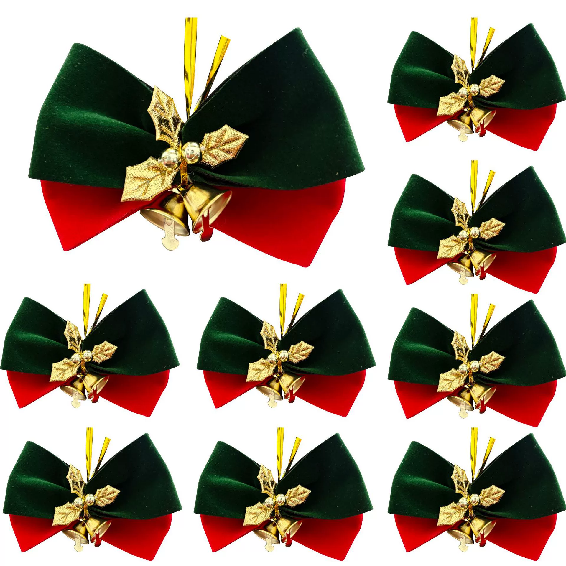 Кросс-бордерный бестселлер: рождественская гирлянда из бархата с золотыми листьями, двойными колокольчиками, завязанная шелковым бантом, в подарочной коробке из бархата.