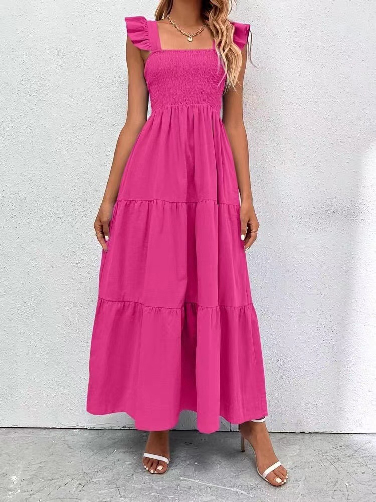 Frau Normales Kleid Elegant Quadratischer Hals Rückenfrei Ärmellos Einfarbig Maxi Langes Kleid Täglich display picture 11