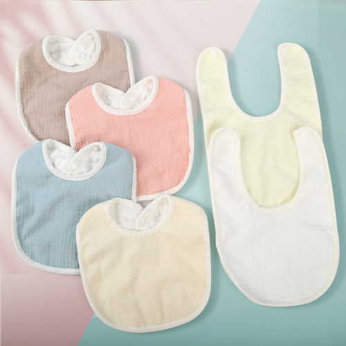 Baby bibs pure cotton bean velvet male baby saliva towel pure cotton waterproof autumn and winter thickened newborn bib U-shaped