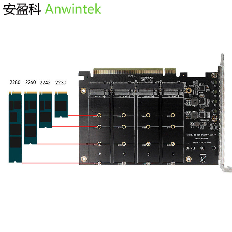 Anwintek NVMe4 posición del disco a PCIE X16 matriz de expansión tarjeta anyingke M.2RAIDX16 dividir tarjeta