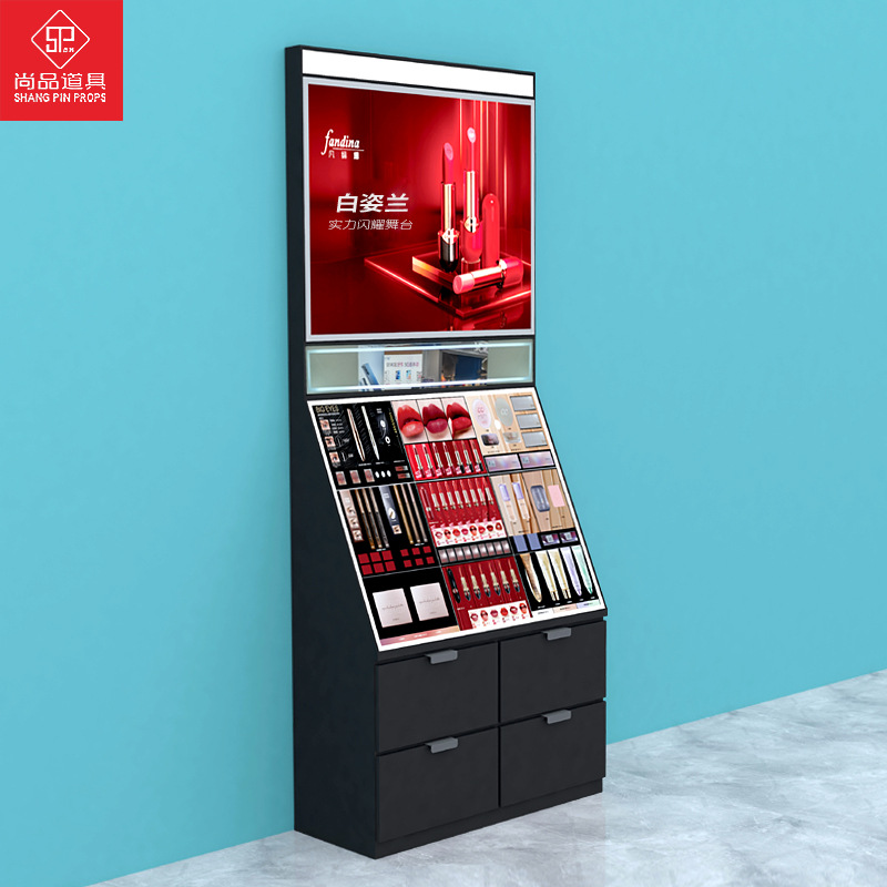 尚品道具彩妆展示柜背柜小通用美妆柜台货架展示架镜子单面中岛柜
