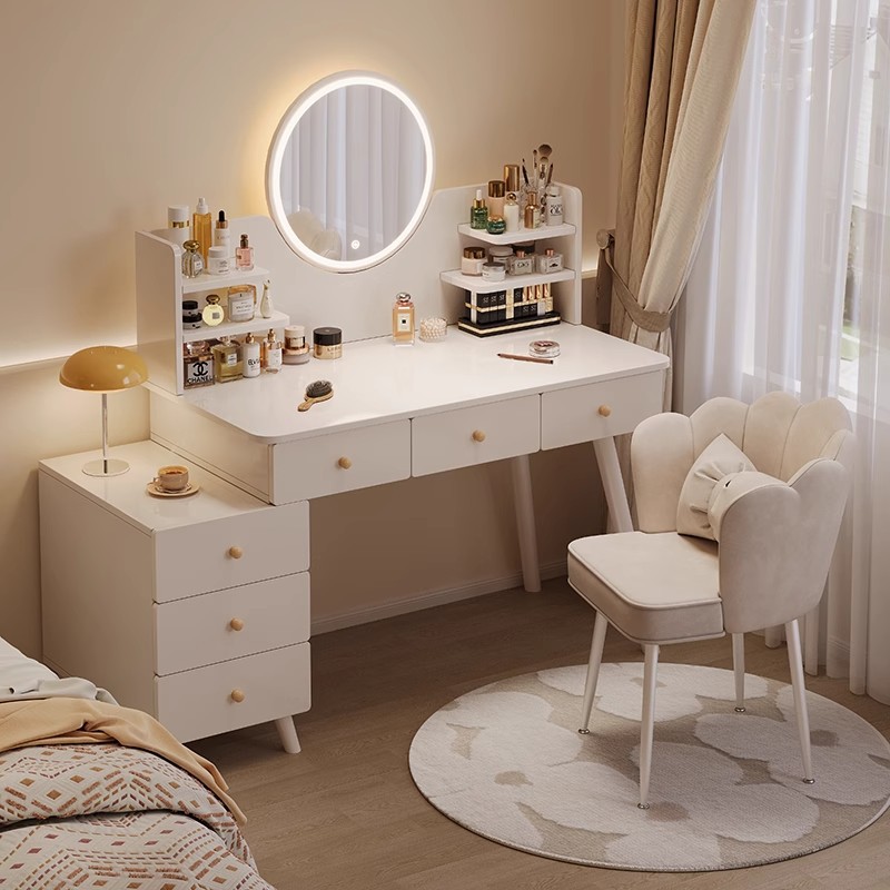 Tocador dormitorio moderno apartamento pequeño simple 2025 nueva cómoda mesa de maquillaje espejo mesita de noche tocador integrado