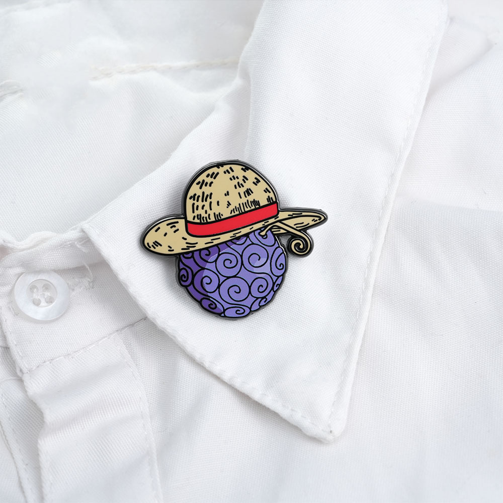 One Piece Devil Fruit Enamel Brooch Wearing Straw Hat Fruit Metal Badge Accessories