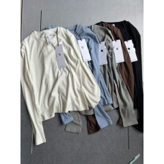 alo普拉提长袖纯棉打底衫春T恤女运动速干螺纹健身训练瑜伽服上衣