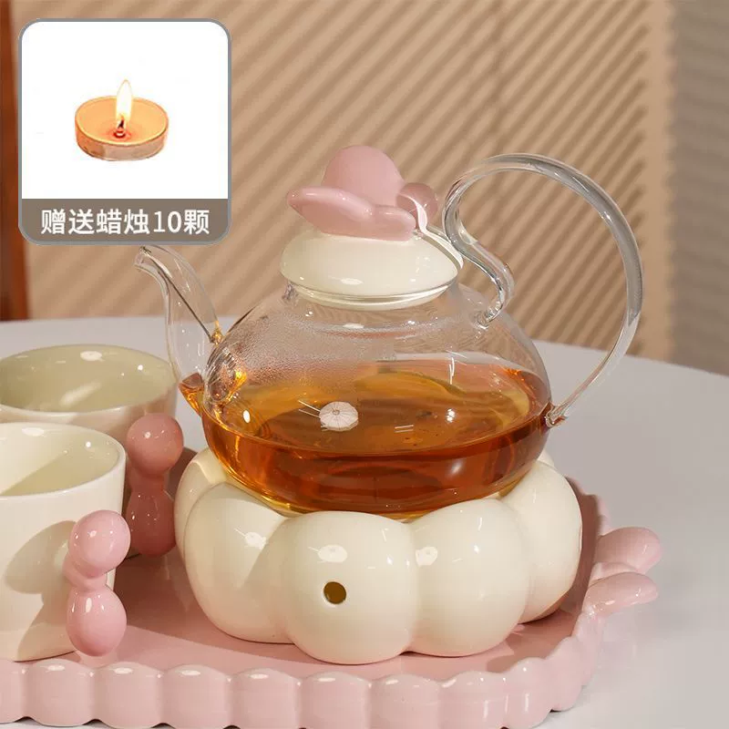 Ceramic flavored tea, teapot, tea cup, set, fruit tea, afternoon tea, candle
