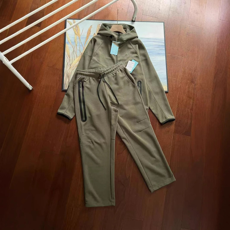 Spring and Autumn Tech Casual Sports Hooded Jacket and Pants Set 454-461 Long Sleeve Smart Casual Outfit