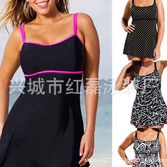 2025全新大码裙式泳衣 XL-6XL肥婆款双肩吊带遮肚比基尼 一件批发