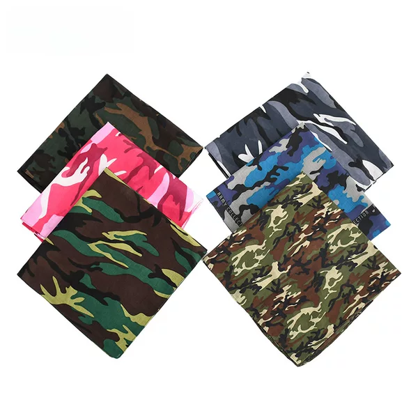 Cross-border new multi-functional cotton seamless headscarf men's wholesale European and American hip-hop camouflage riding paisley square scarf
