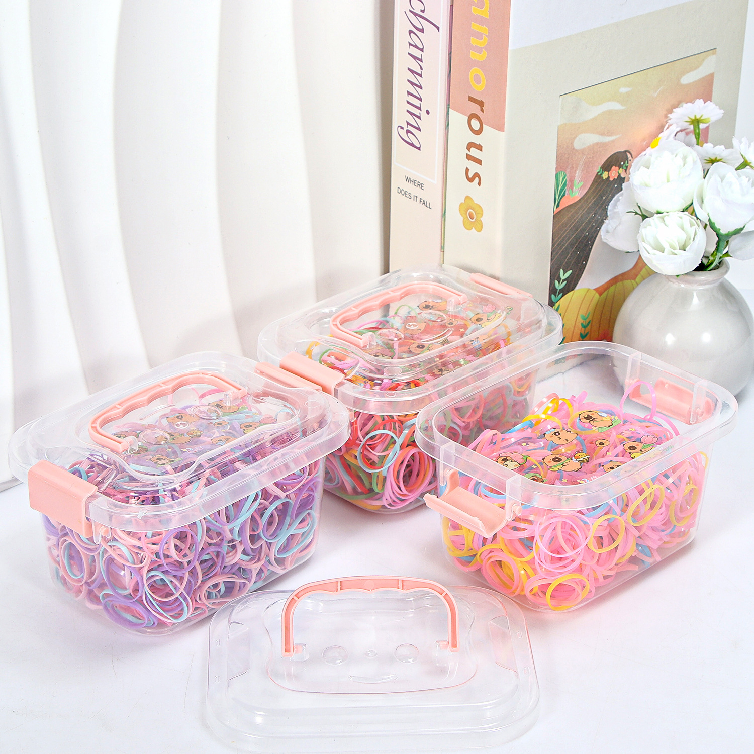 Banda de goma negra para niños, alto valor elástico, duradero, lazo para el cabello, no daña el cabello, anillo para el cabello de goma, accesorios para la cuerda para la cabeza, puesto