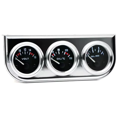 Cross-Border Hot-Selling 12V 2-Inch 52mm automobile instrument - chrome-frame-black-surface