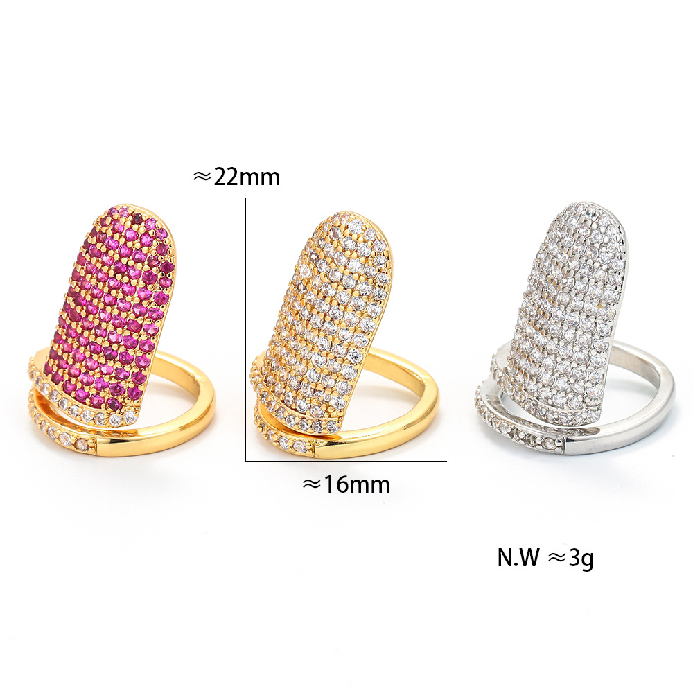 Birthday Occasion Wholesale Jewelry Simple Nail Shape Copper Micro-inlaid Zircon Ring Nihaojewelry