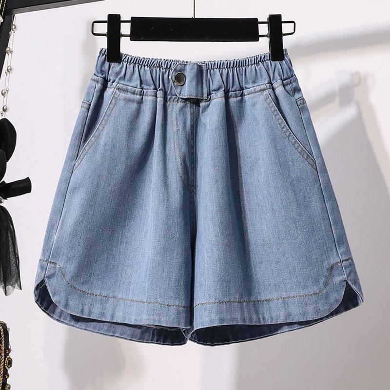 Korean 1688 Summer Loose Wide-Leg Hot Pants for Fat Girls Plus Fat Plus Size High-Waisted Denim Shorts for Women Korean 1688 Summer Loose Wide-Leg Hot Pants for Fat Girls Plus Fat Plus Size High-Waisted Denim Shorts for Women