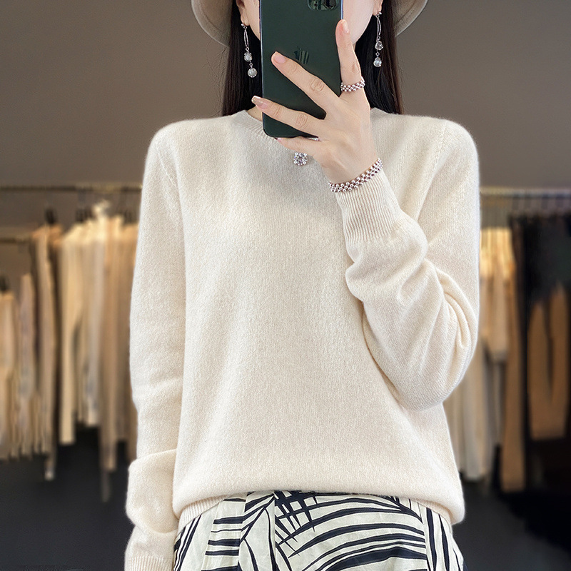 Women's Wool Sweater, Round Neck Pullover, Wool Knitwear, Ready-To-Wear Wool Base Layer, Women's Inner Wear, Cross-Border Sweater, Korean Style