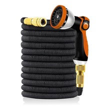 跨境洗车水管花园伸缩软管黄铜接头10功能强力喷头