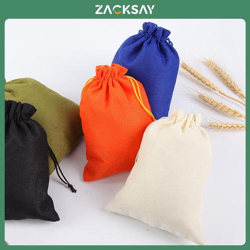 50-piece logo-printed colorful jute drawstring bags—Halloween & Christmas festive gift bags