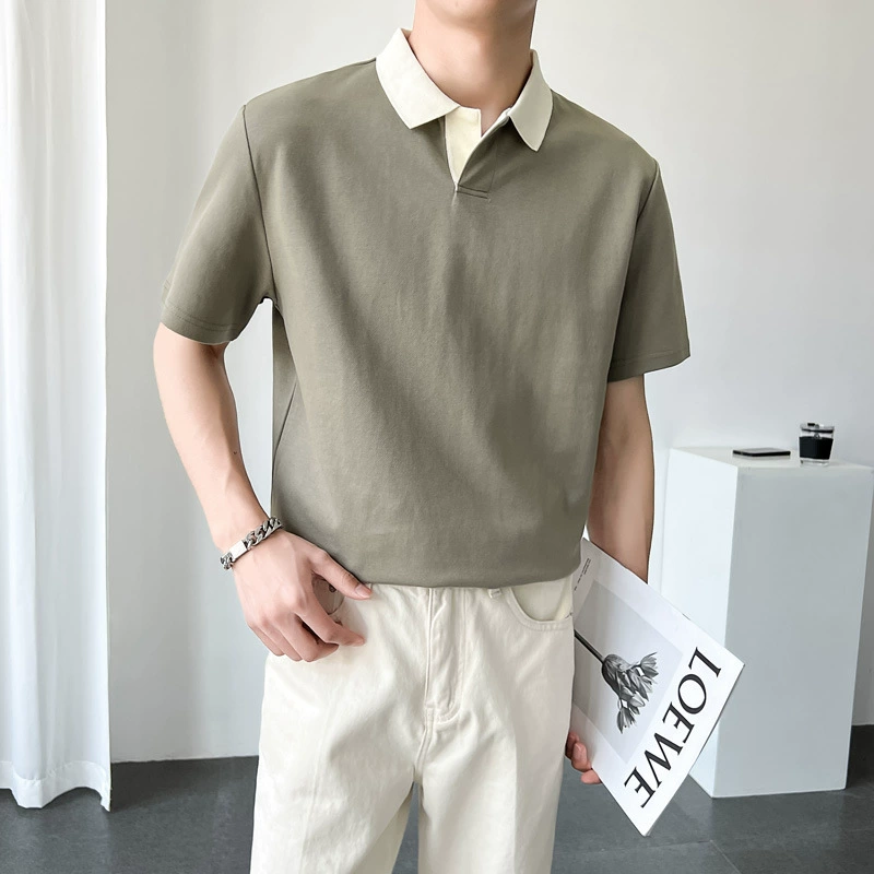 Мужская футболка с короткими рукавами, мужская летняя рубашка-поло, модная брендовая рубашка с воротником на плече, легкий топ в американском поли-стиле для взрослых
