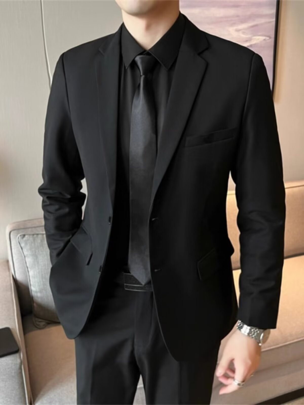 Men's Slim Fit Blazer Jacket - Lightweight Business Casual Single Breasted Suit For Wedding Office Formal Occasions_viptrois.com