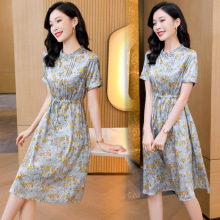 9325真丝连衣裙2025木耳边百褶立体温柔小碎花收腰显瘦桑蚕丝裙