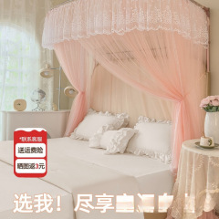 u型伸缩 落地式宫廷蚊帐家用卧室公主新款免安装支架加粗蚊帐