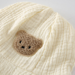 我愛爸爸媽媽新生兒男女寶寶可愛紗布太陽帽純棉圓頂可愛寶寶帽子