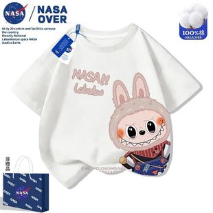 Nasa Cartoon Labubu T-Shirt Short-Sleeved Tops for Boys and Girls 2025 Summer New T-Shirt Casual Fashion Half-Sleeve