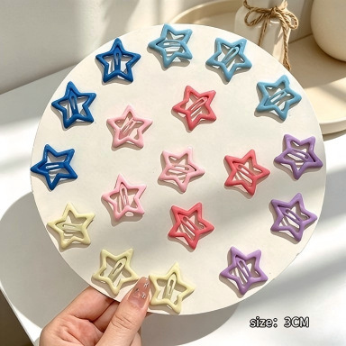 Cross-border popular hollow five-pointed star BB clip, cute macaron-colored star hairpin for girls, versatile children's hair accessory
