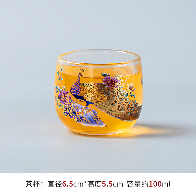 又见造物变色孔雀牡丹对杯主人杯茶具套装喝茶喝水茶杯家用泡茶杯
