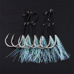 Bass Tackle Wholesale Lure Hair Black Wire Iron Plate Hook with Barbed Sharp Fish Hook Single Ring Fishing Gear Outdoor Fishing Tackle