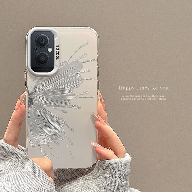 Suitable for oppoa96 New Mobile Phone Case, High-end All-inclusive Anti-fall A58x Shell A57 Women's Silver Wing Butterfly Suitable for oppoa96 New Mobile Phone Case, High-end All-inclusive Anti-fall A58x Shell A57 Women's Silver Wing Butterfly