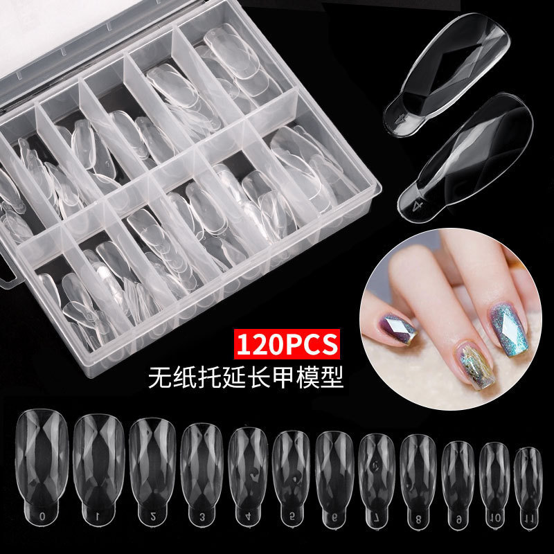 Cross-border nail art 120 boxed Crystal extension nail mold with scale no paper holder extension glue diamond nail mold