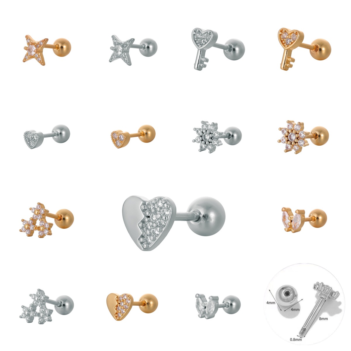 Pointed labret stud close-up product detail