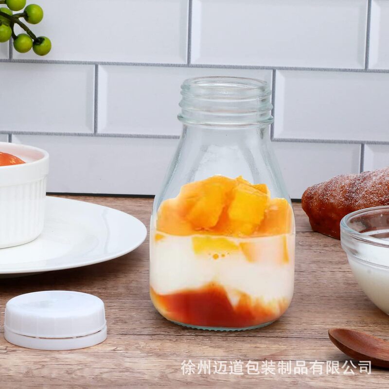 爆款小玻璃瓶适用罐装果汁饮品乳酪牛奶分装瓶 密封保鲜易清洁|undefined