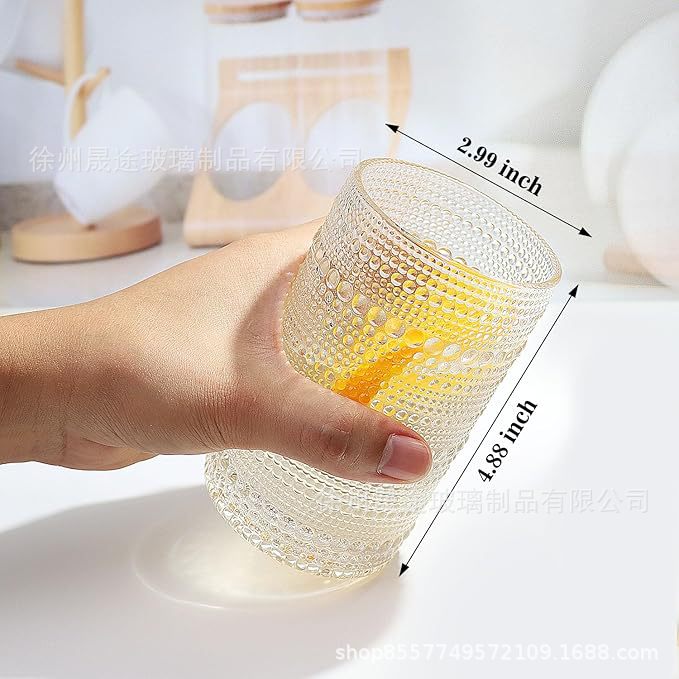 Amazon] venta transfronteriza en relieve de tazas de vidrio de cuentas de color lavavajillas tazas de jugo tazas de café estadounidenses