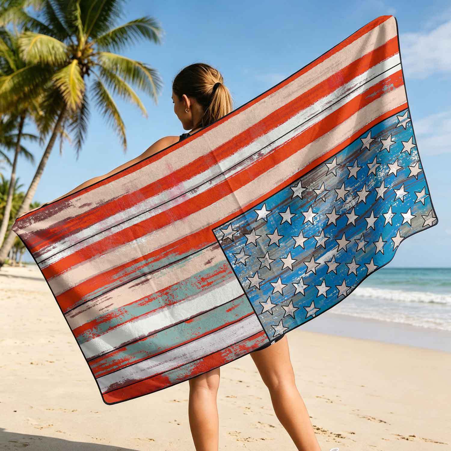 Printed bath towel and car seat cover 2-in-1, ultra-fine fiber outdoor beach and car dual-use universal seat cushion