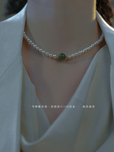 《青黛》2021年新款珍珠项链轻奢小众和田玉毛衣链秋冬设计感百搭