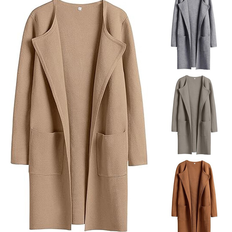 Temu Amazon European and American Women's Clothing Cross-Border Lapel Woolen Coat with Pocket Design, Fashionable and Versatile